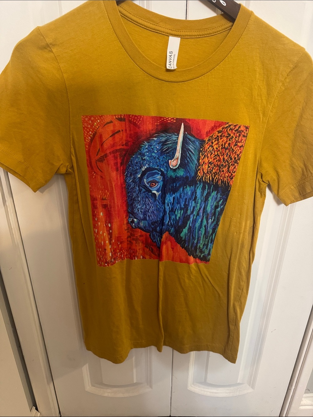 Bella Canvas Mustard Yellow Graphic Bison Tee